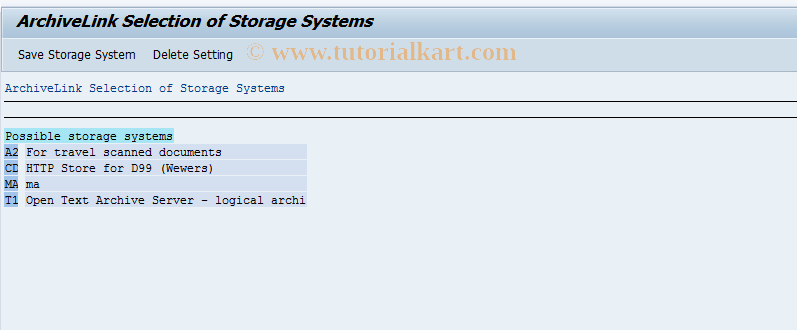 SAP TCode OAA1 - SAP ArchiveLink: Maintenance  user st.syst