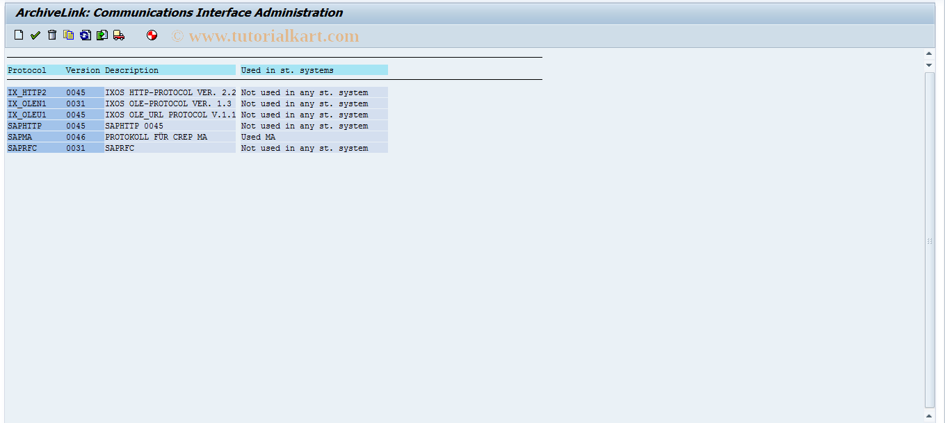 SAP TCode OAA3 - SAP ArchiveLink protocols