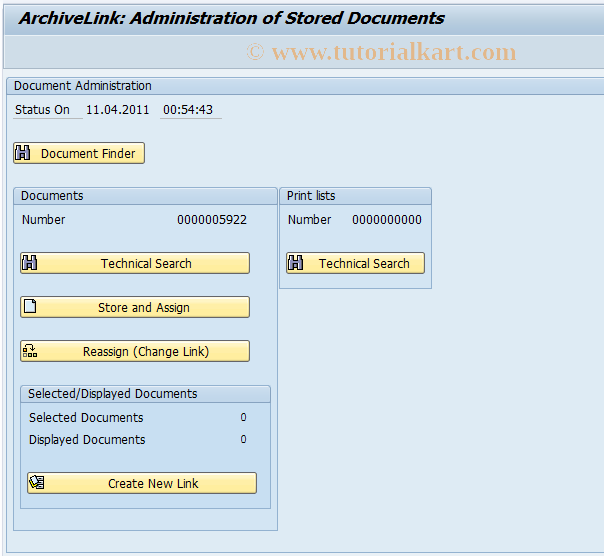 SAP TCode OAAD - ArchiveLink Administration Documents