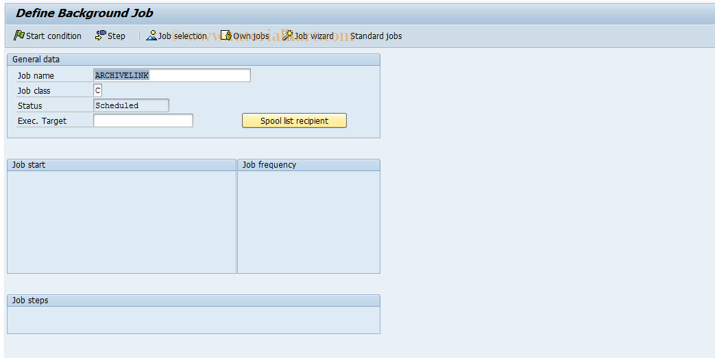 SAP TCode OAB4 - SAP ArchiveLink: Create batch job