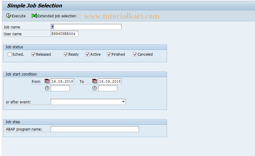 SAP TCode OABA - SAP ArchiveLink: Batch job