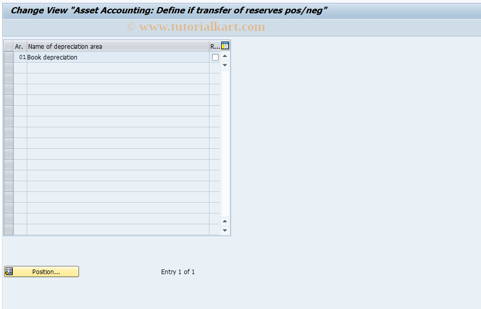 SAP TCode OABM - Depreciation areas/Transfer of resvs
