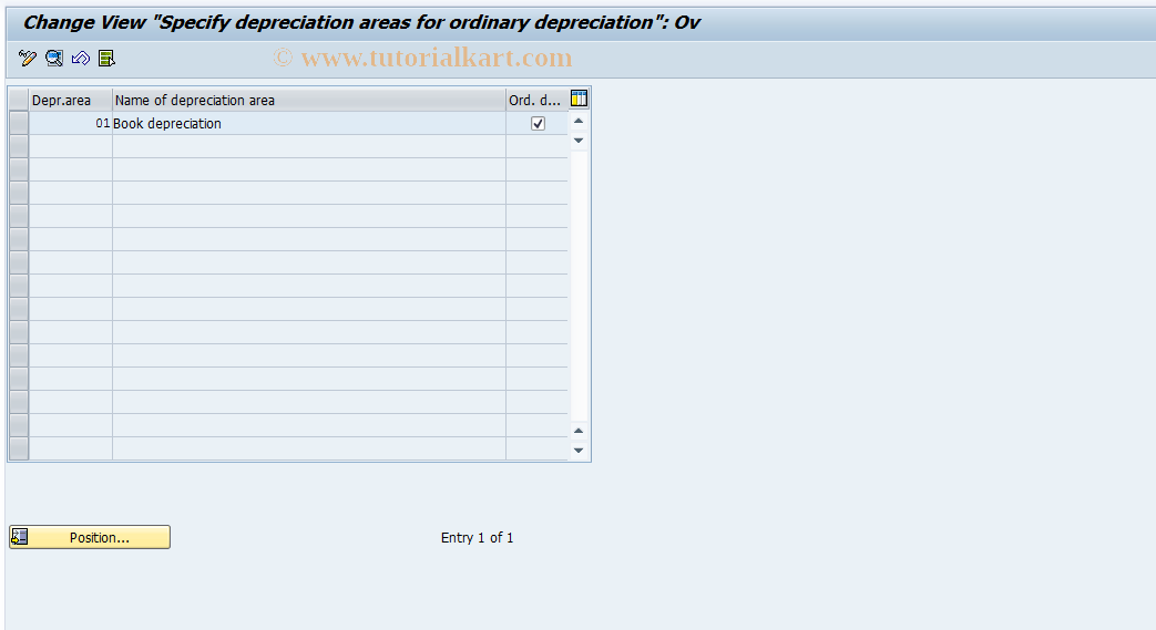 SAP TCode OABN - Depreciation areas/ordinary deprec.