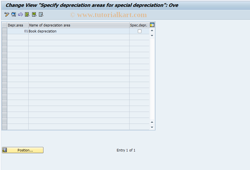 SAP TCode OABS - Depreciation areas/Special deprec.