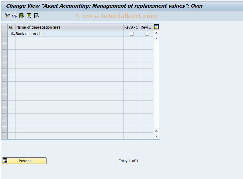SAP TCode OABW - Depreciation areas/Replacement vals
