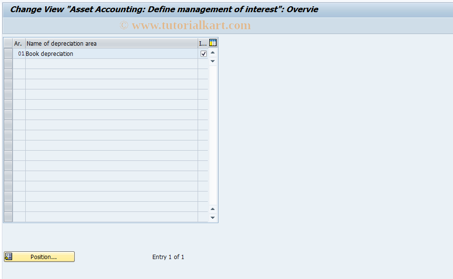 SAP TCode OABZ - Depreciation areas / Interest