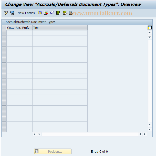 SAP TCode OACCR01 - Accruals/Deferrals Document Type Maintenance 