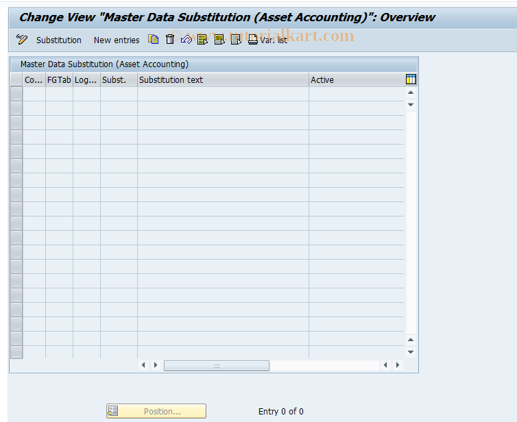 SAP TCode OACS - C FI-AA View maint. substitutions