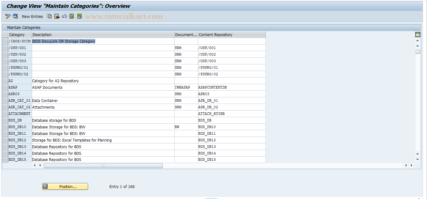 SAP TCode OACT - Maintain Categories