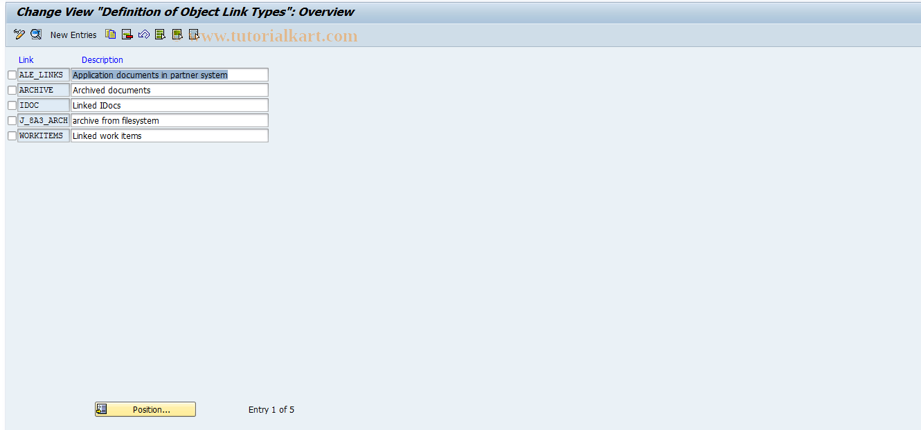 SAP TCode OAD0 - SAP ArchiveLink: Object links