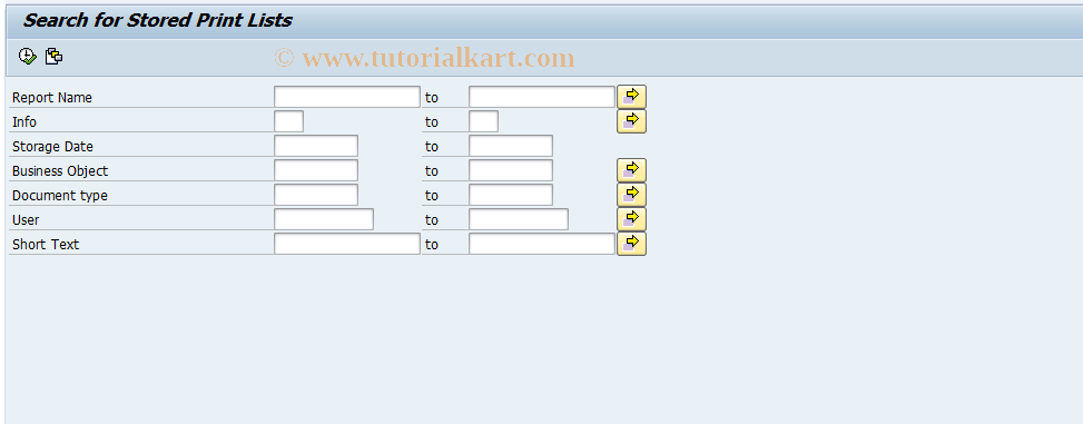 SAP TCode OADR - SAP ArchiveLink: Print list search