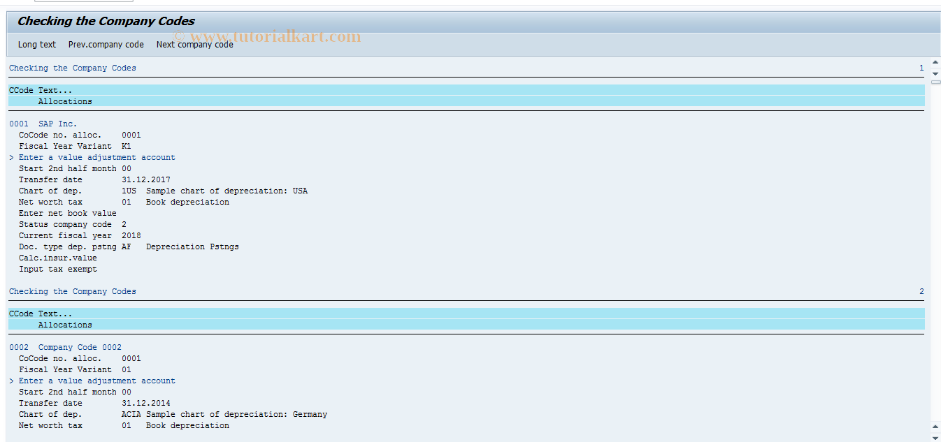 SAP TCode OAK2 - C AM Consist. Company Code