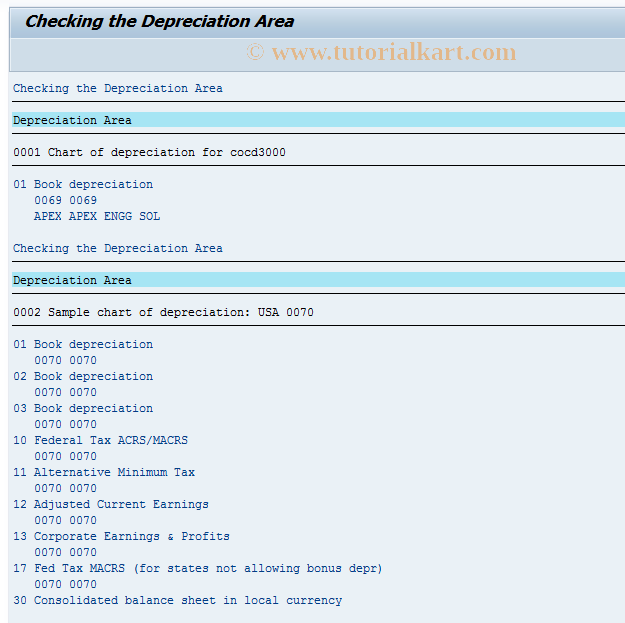 SAP TCode OAK3 - C AM Consist. Depreciation Area