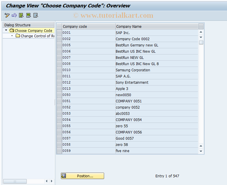 SAP TCode OAK5 - C AM Customizng reconc. acct. contrl