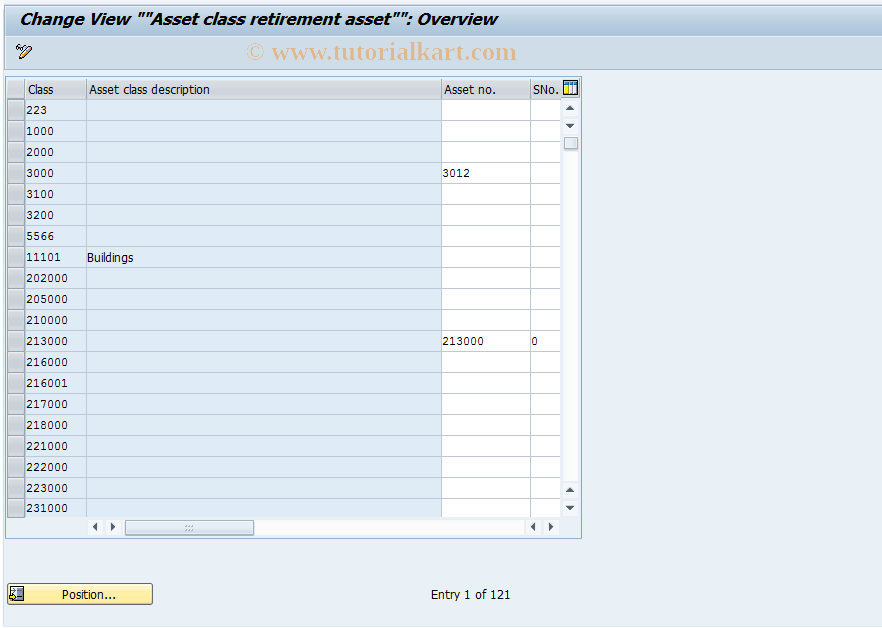 SAP TCode OAKB - Define asset for gain/loss