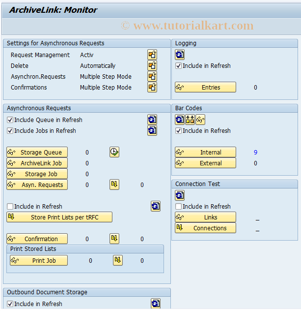 SAP TCode OAM1 - ArchiveLink: Monitoring