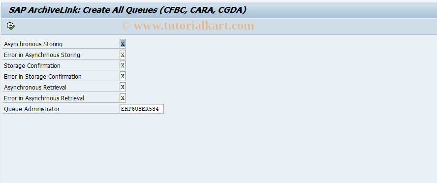 SAP TCode OAQI - SAP ArchiveLink: Create Queues