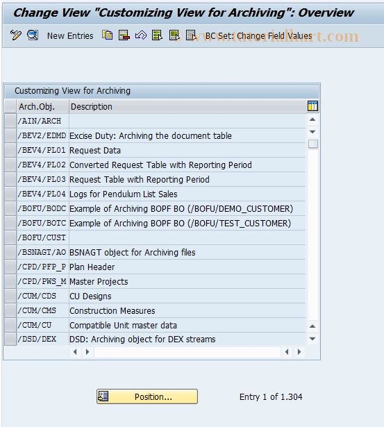 SAP TCode OARK - Archive Settings