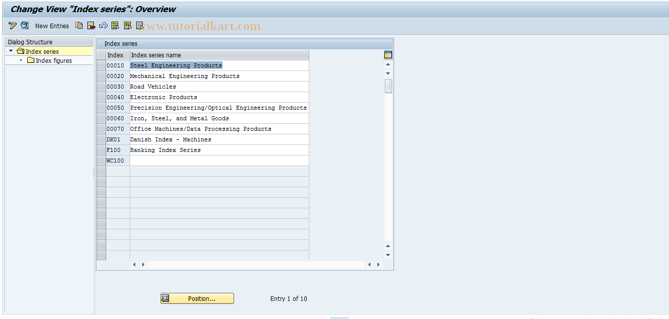 SAP TCode OAV5 - Index figures