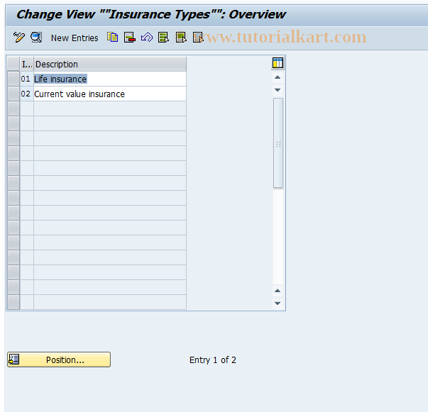 SAP TCode OAVD - C AM Insurance Data View Maintenance