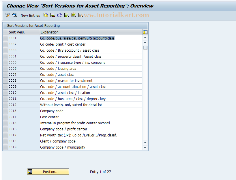 SAP TCode OAVI - C AM View Maintenance  Sort Versions