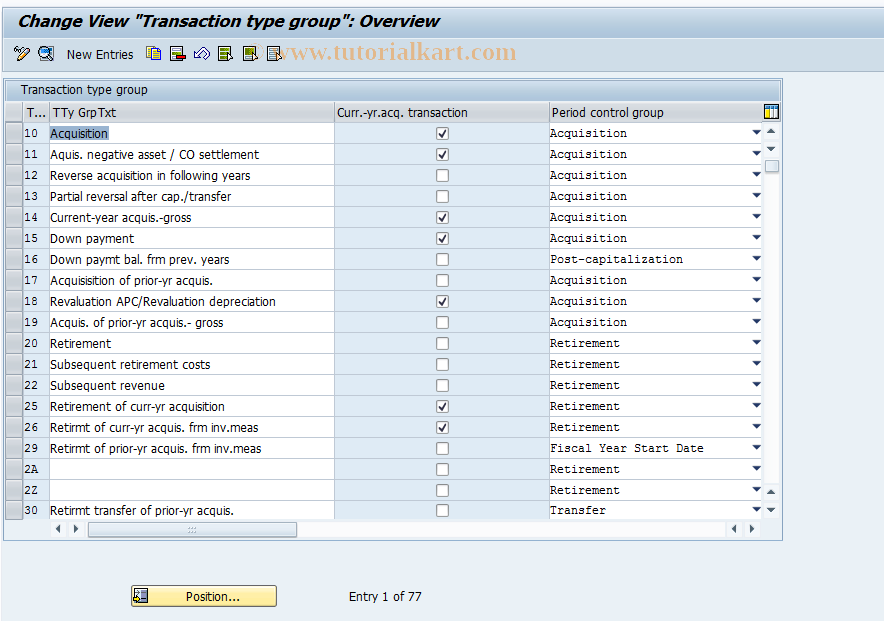 SAP TCode OAVJ - C AM View Maintenance   Transaction Type Group