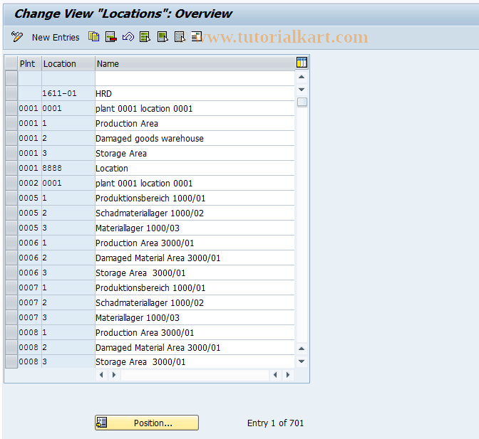 SAP TCode OAVL - C AM View Maintenance  Locations