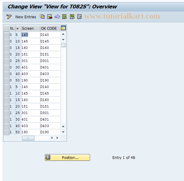 SAP TCode OAVO - C AM View Maintenance  Screen Control