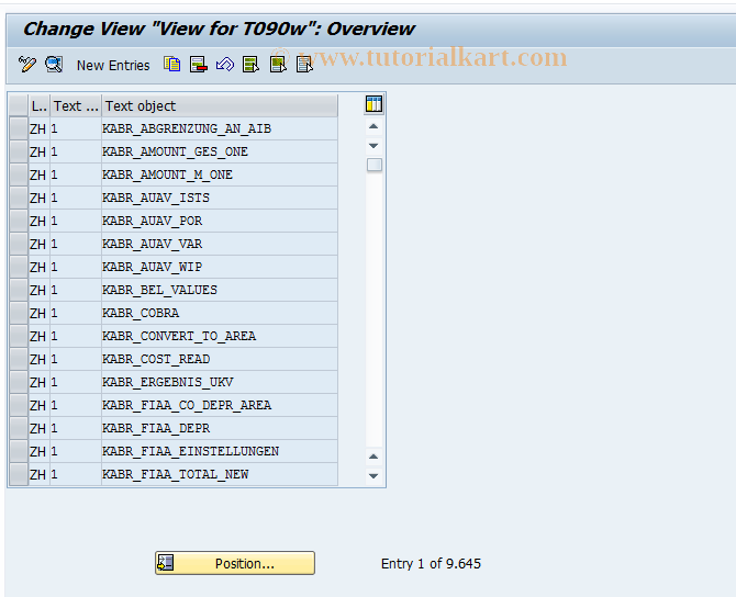SAP TCode OAVP - C AM View Maintenance  Deprec.Trace Texts