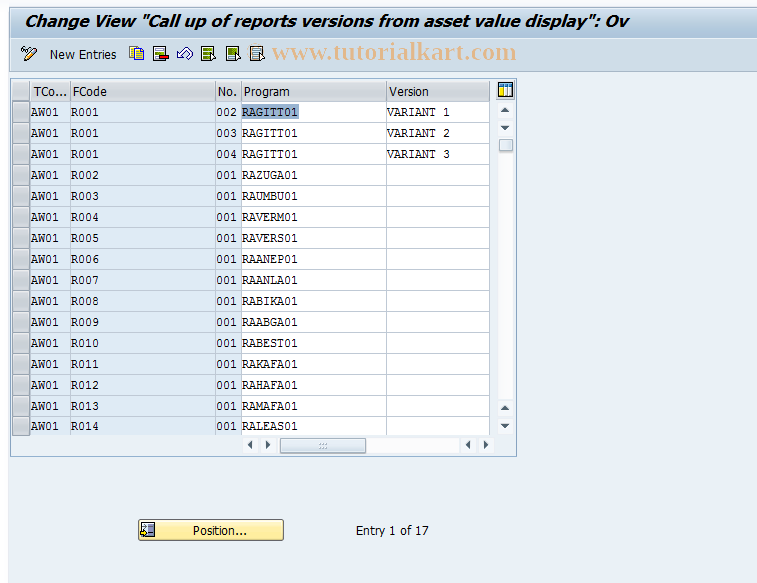 SAP TCode OAVZ - C AM Call up report