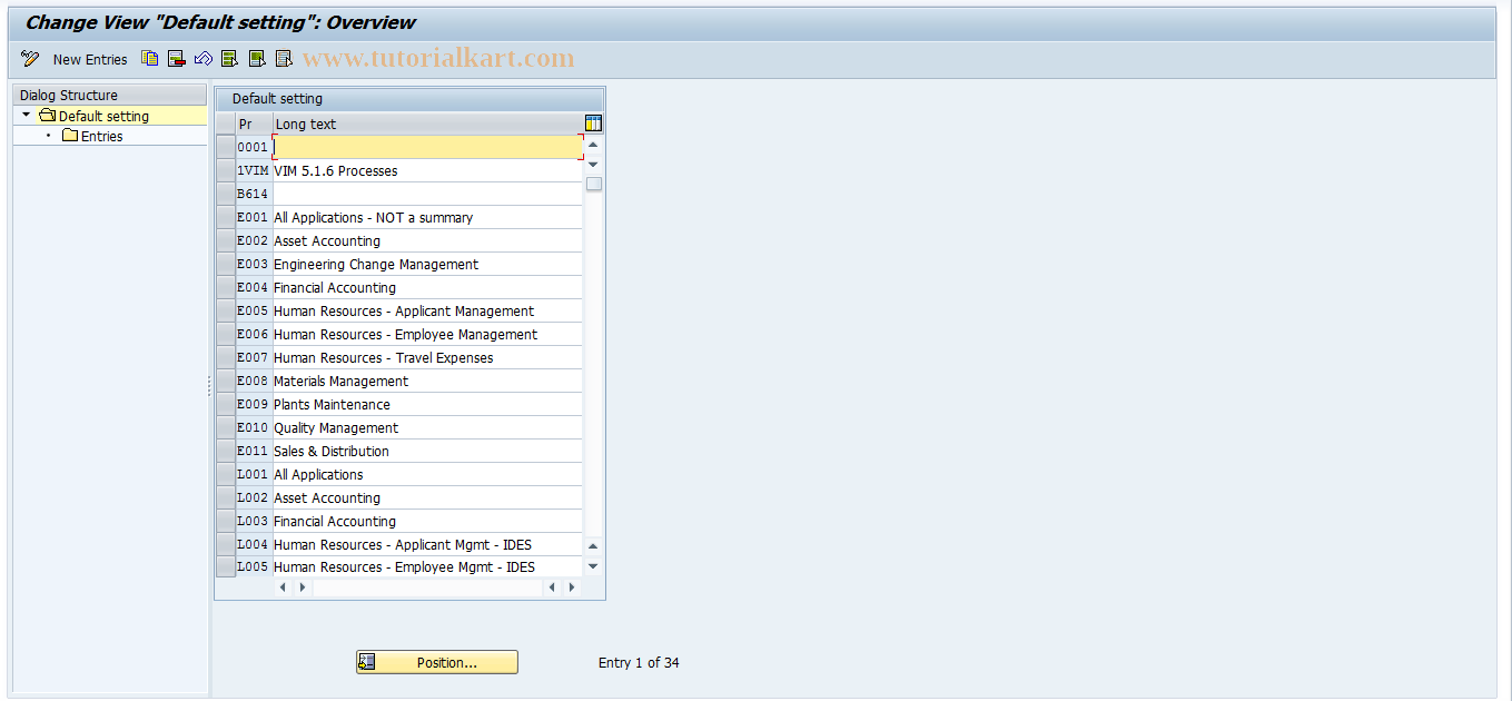SAP TCode OAWS - Maintain presettings