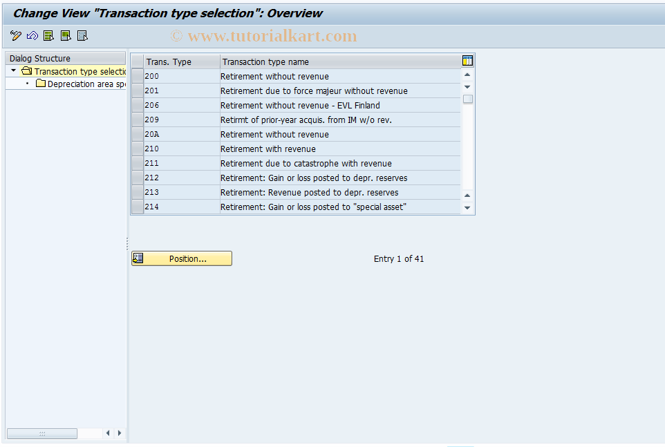 SAP TCode OAXB - Deprec. areas for transaction types
