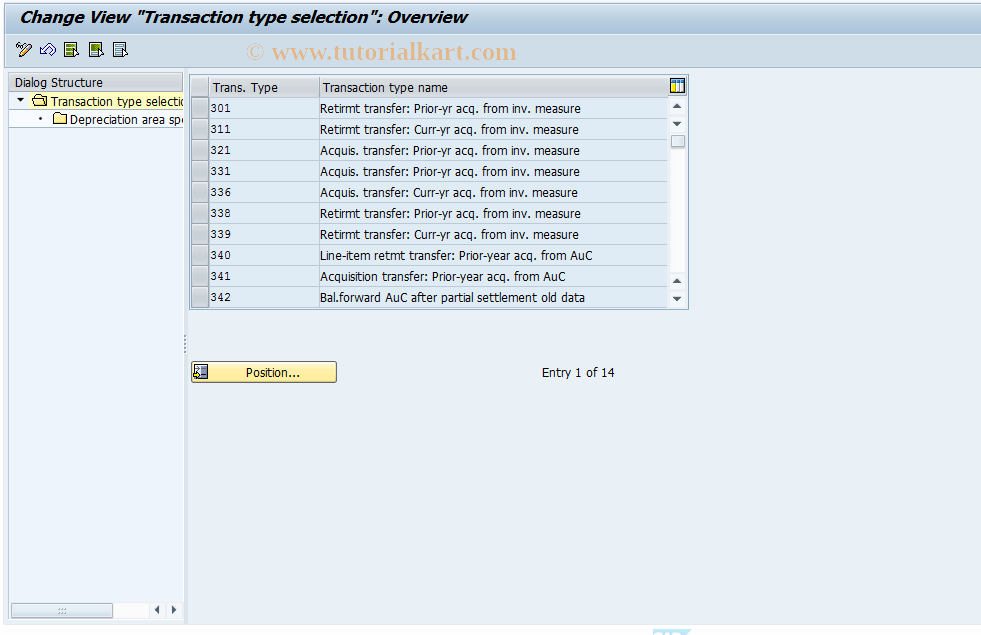 SAP TCode OAXF - Define Transaction Type