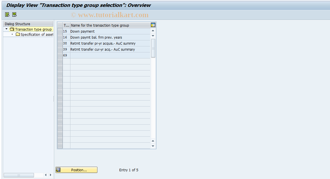 SAP TCode OAYB - Limiting transaction type groups