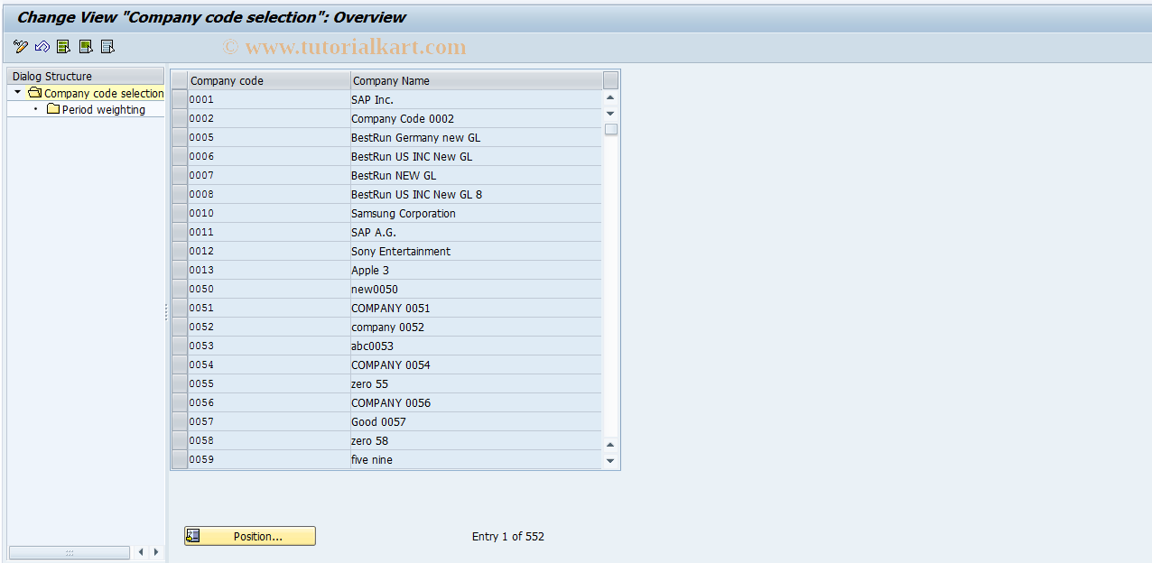 SAP TCode OAYL - Individual period weighting