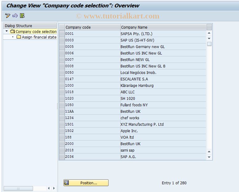 SAP TCode OAYN - Assign bal.sheet/inc.stmt to area