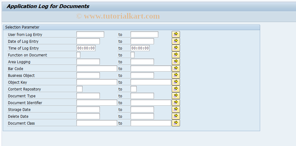 SAP TCode OA_LOG_VIEW_DOC - Display Log of Documents