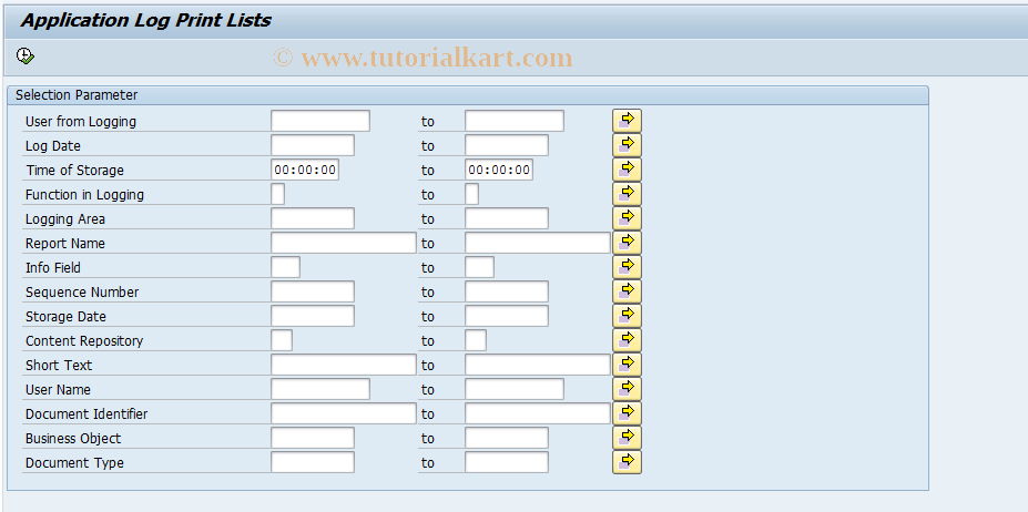 SAP TCode OA_LOG_VIEW_PRI - Display Log of Print Lists