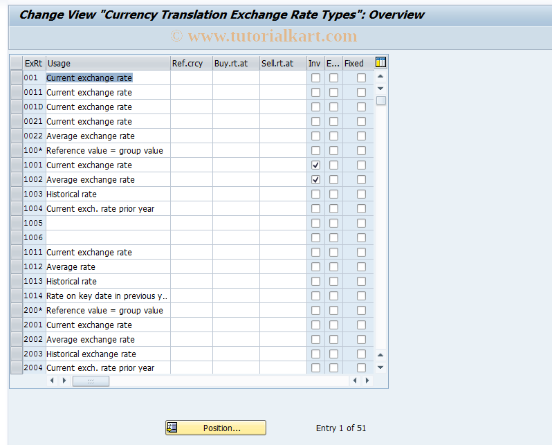 SAP TCode OB07 - C FI Maintain table TCURV