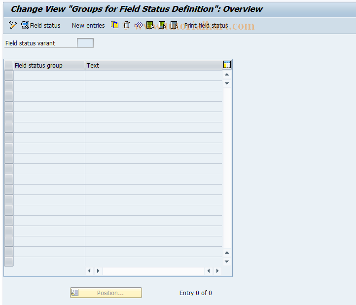 SAP TCode OB14 - Configure Field Status Definition
