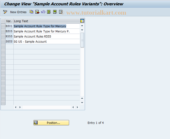 SAP TCode OB15 - C FI Maintain Table T004R