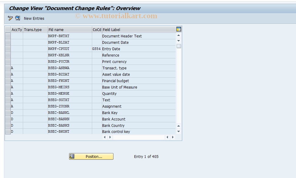 SAP TCode OB32 - C FI Maintain Table TBAER