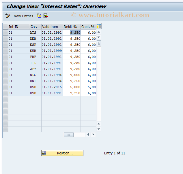 SAP TCode OB42 - C FI Maintain Table T056Z