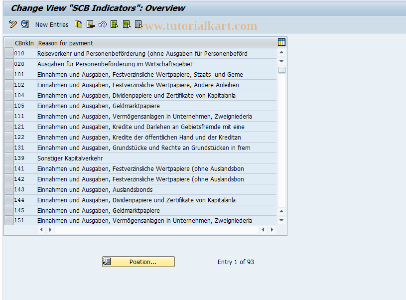 SAP TCode OB43 - C FI Maintain Table T015L