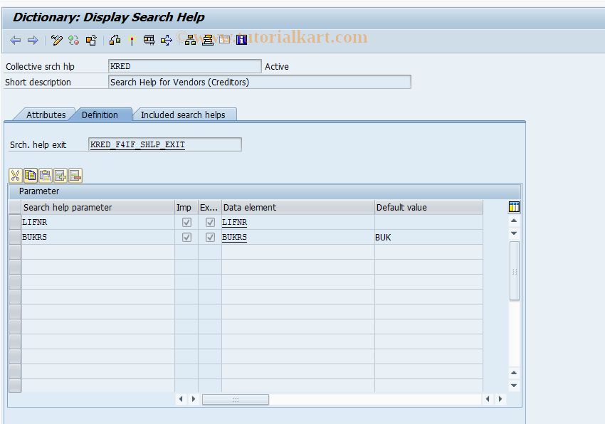 SAP TCode OB50 - C FI Maintain Matchcode KRED