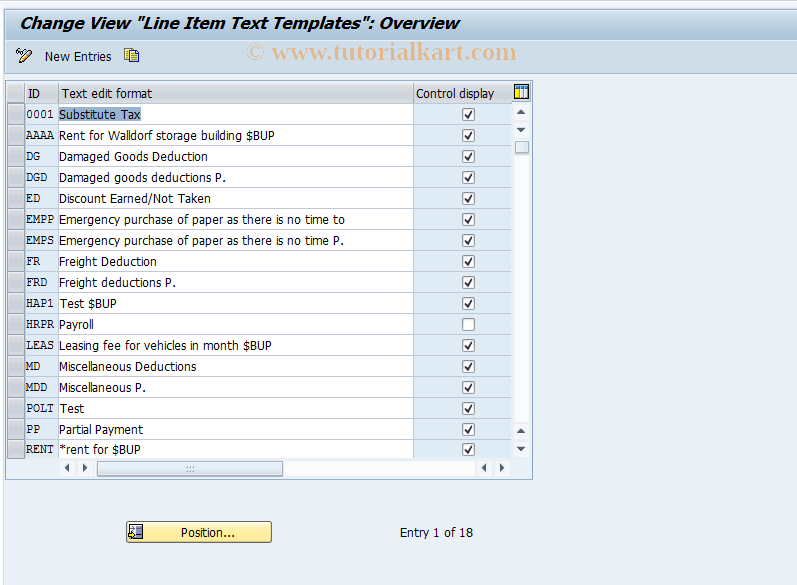 SAP TCode OB56 - C FI Maintain Table T053