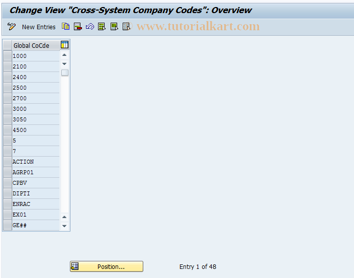 SAP TCode OB72 - C FI Maintain Table T001O