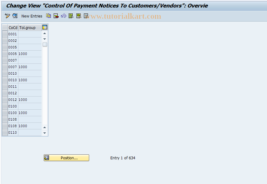 SAP TCode OB80 - C FI Maintain Table T043K