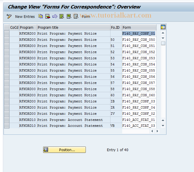 SAP TCode OB96 - C FI Maintain Table T001F