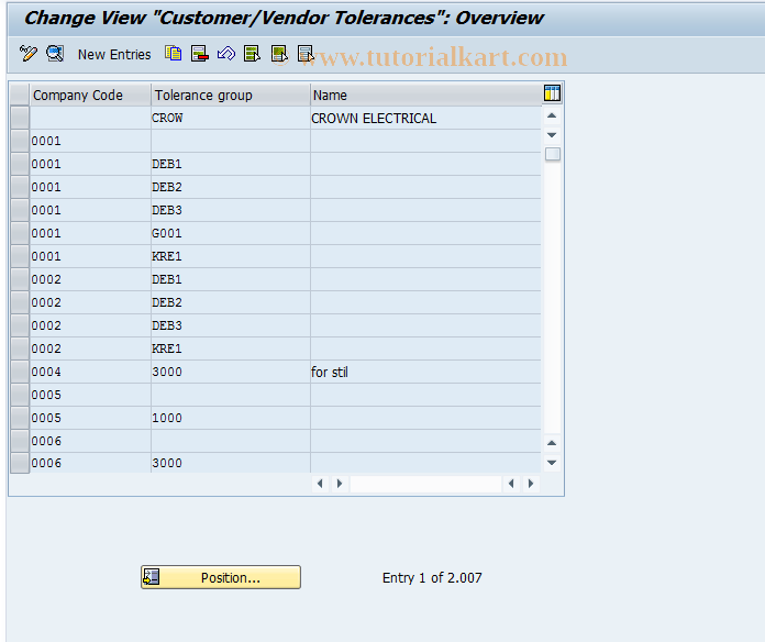 SAP TCode OBA3 - C FI Maintain Table T043G